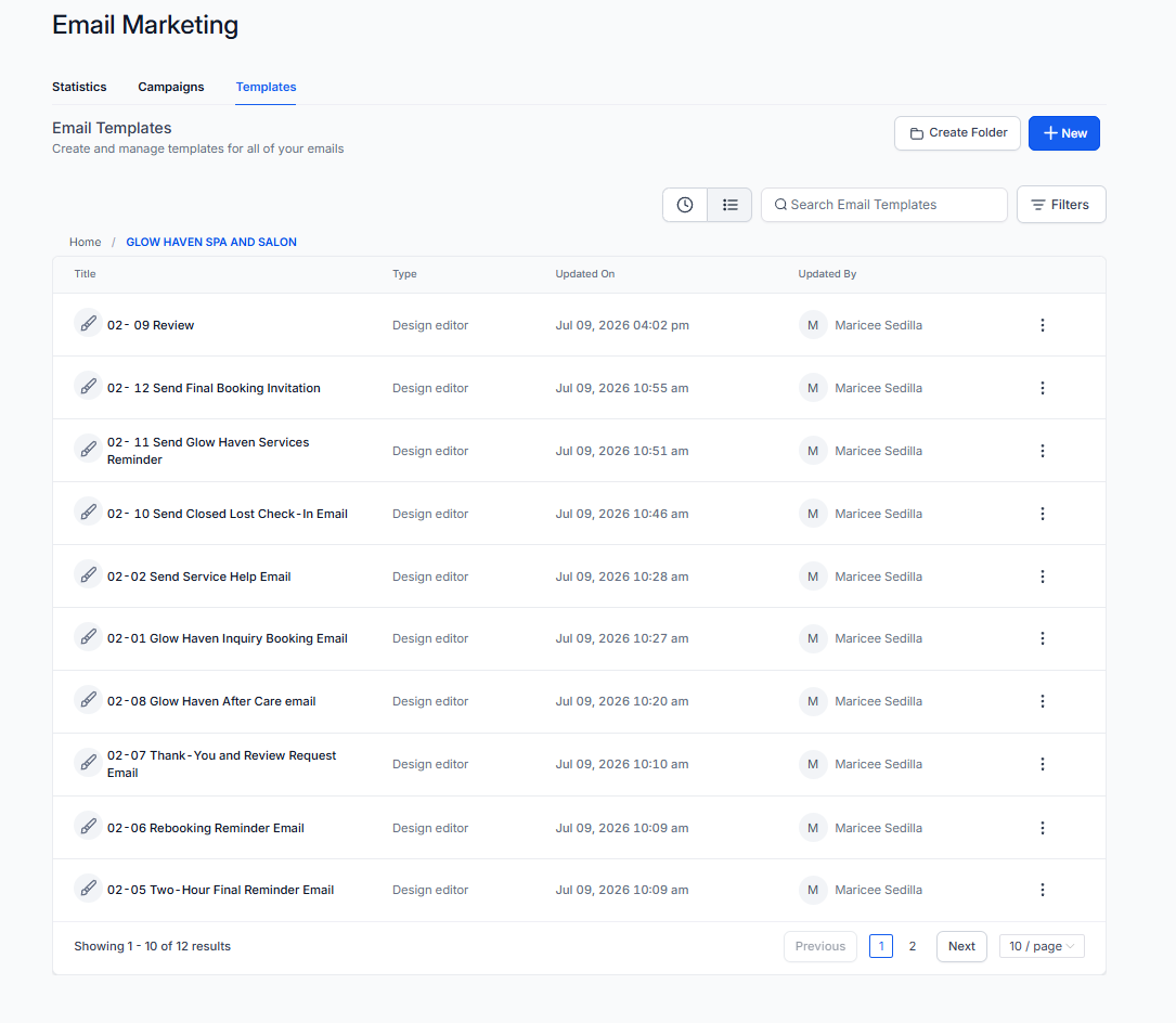 Glow Haven email marketing template screenshot