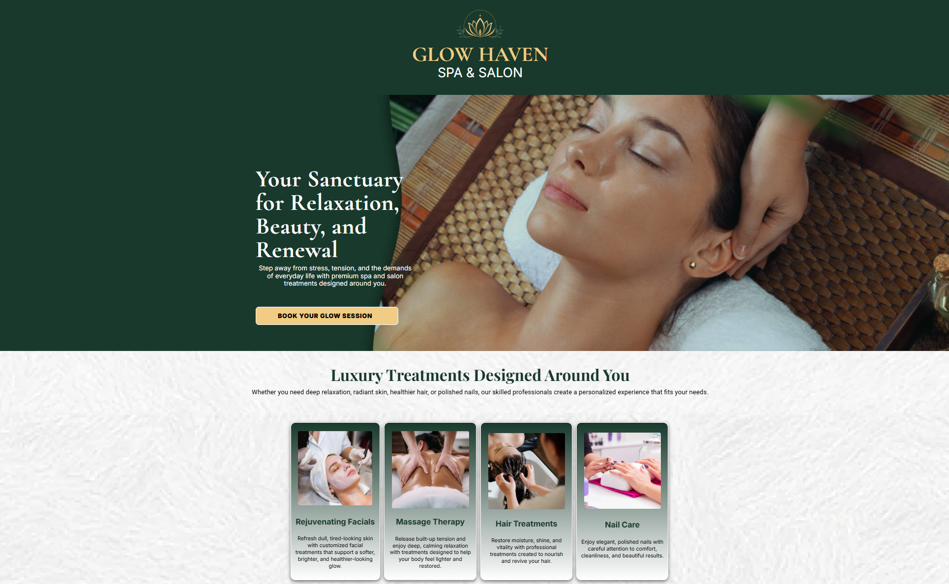 Glow Haven landing page preview