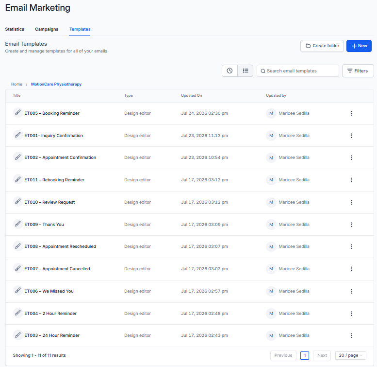 MotionCare patient email template screenshot