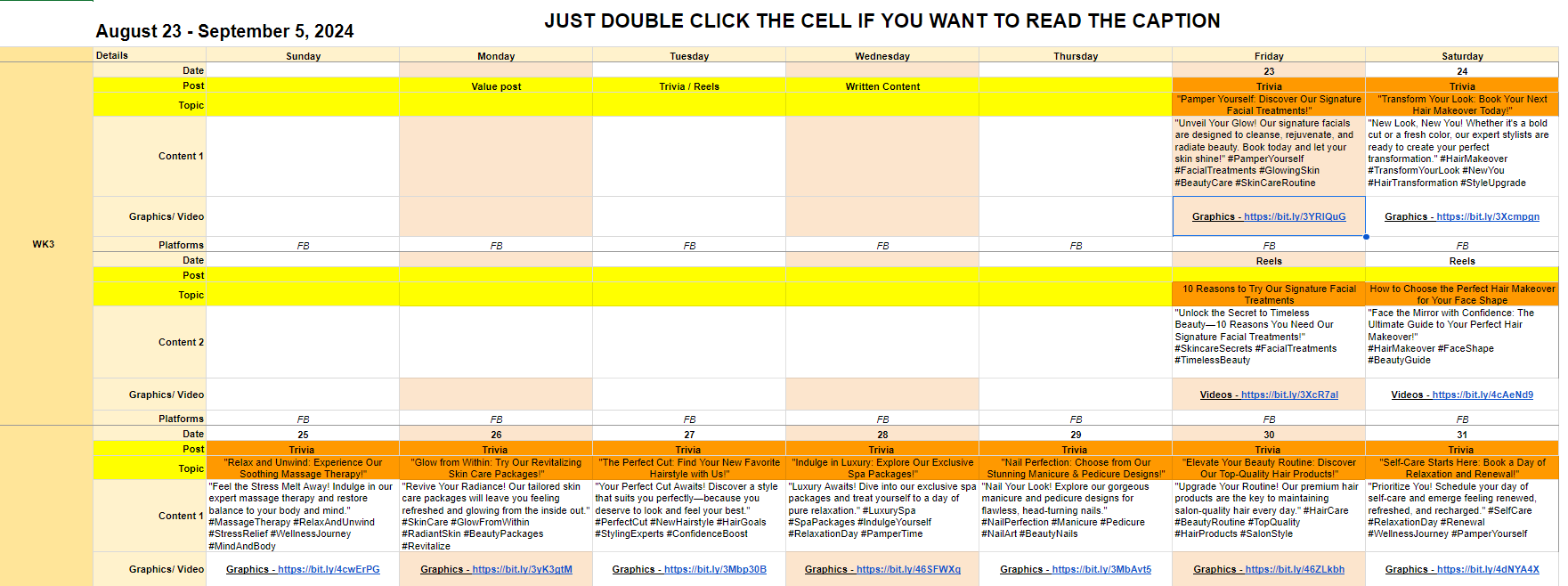 Content calendar project preview